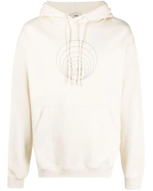GmbH White Logo-Embroidered Organic Cotton Hoodie