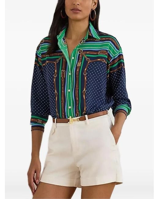 Ralph Lauren Blue Polka-Dot Print Shirt