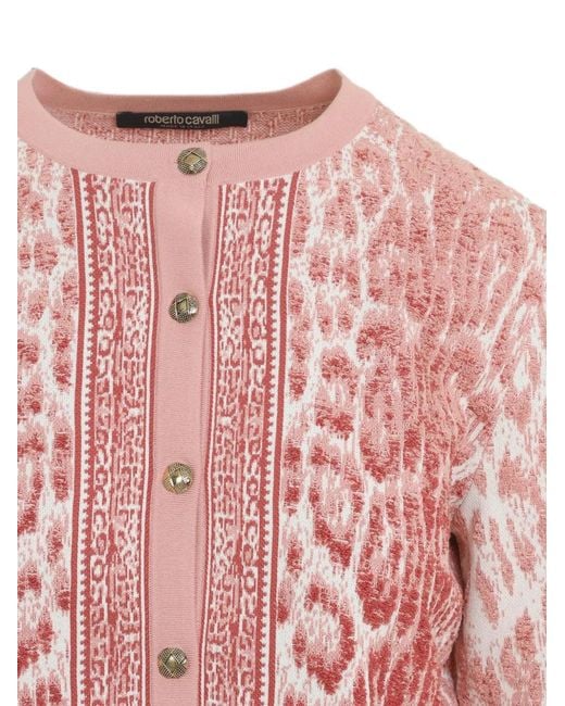 Roberto Cavalli Pink Jacquard Cardigan