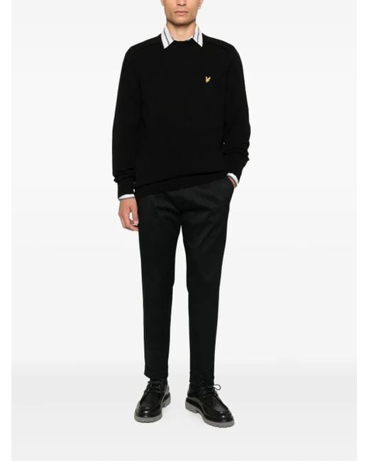 Lyle & Scott Black Ribbed Crewneck Sweater for men