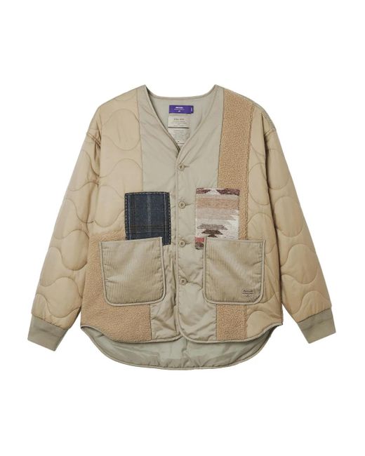 AFTERMATHS Natural Quilted Patchwork Jacket for men