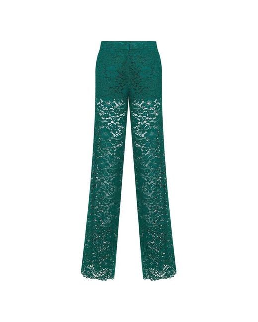 Gianluca Capannolo Green Lace Straight-Leg Trousers