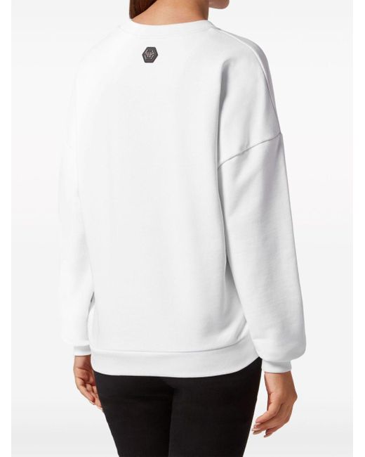 Philipp Plein White Logo-print Cotton Sweatshirt