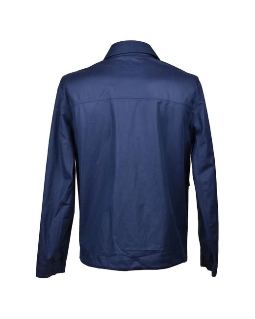 Brunello Cucinelli Blue Button-Down Raincoat for men