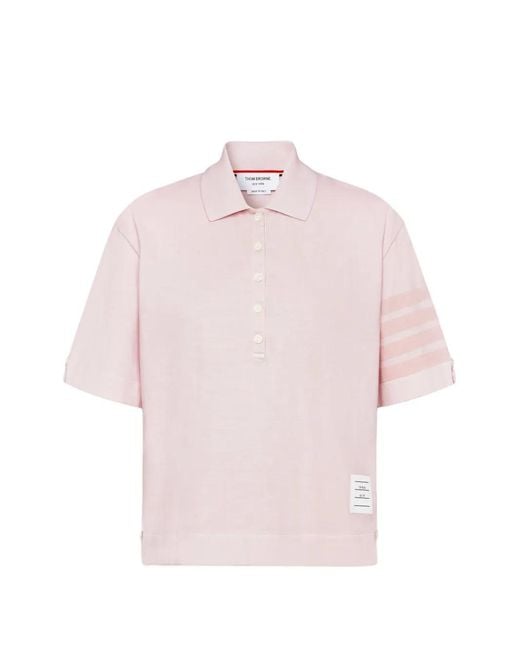 Thom Browne Pink Overdyed 4-Bar Jersey Polo