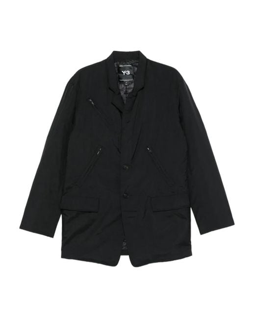 Y-3 Black Welt-Pockets Coat for men
