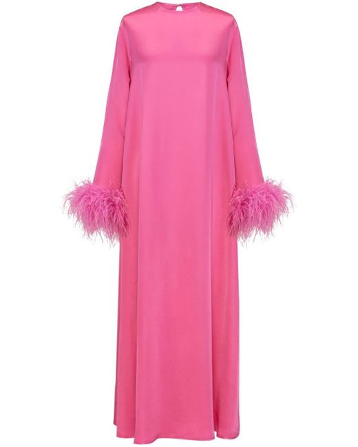 Sleeper Suzi Maxi-jurk Met Veren Cuffs in het Pink