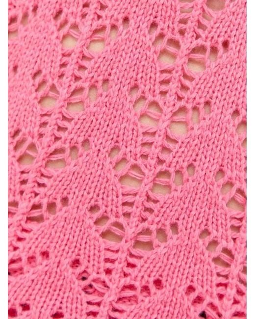 Twinset Pink V-Neck Open-Knit Sweater