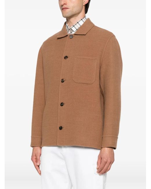 Eleventy Brown Button-Fastening Patch-Pocket Jacket for men