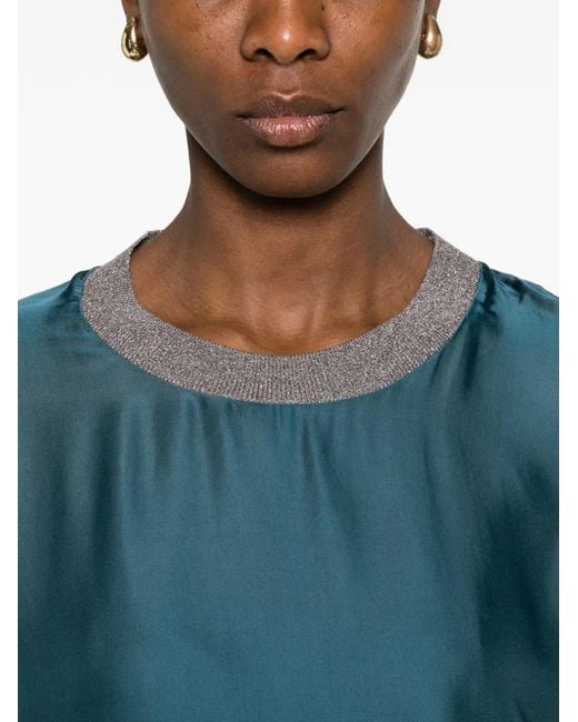 Collection Privée Blue Embellished Crew-Neck Blouse