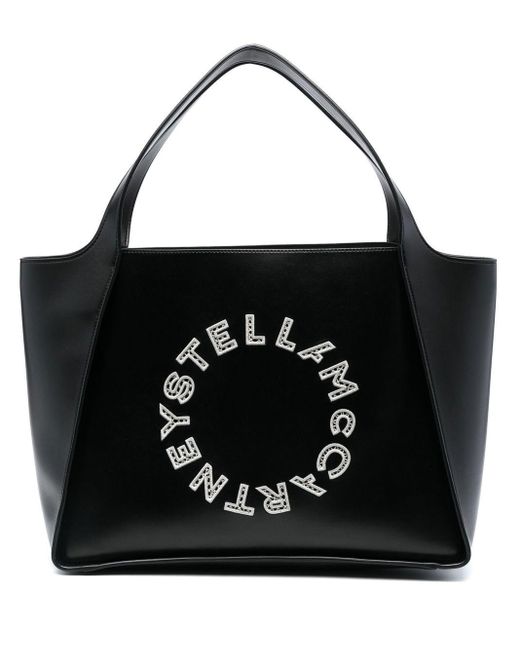 Stella McCartney Broderie Anglaise-logo Tote Bag in Black | Lyst