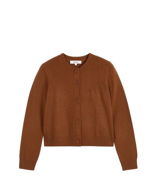 Chinti & Parker Brown Basics Crew-Neck Button-Up Cardigan