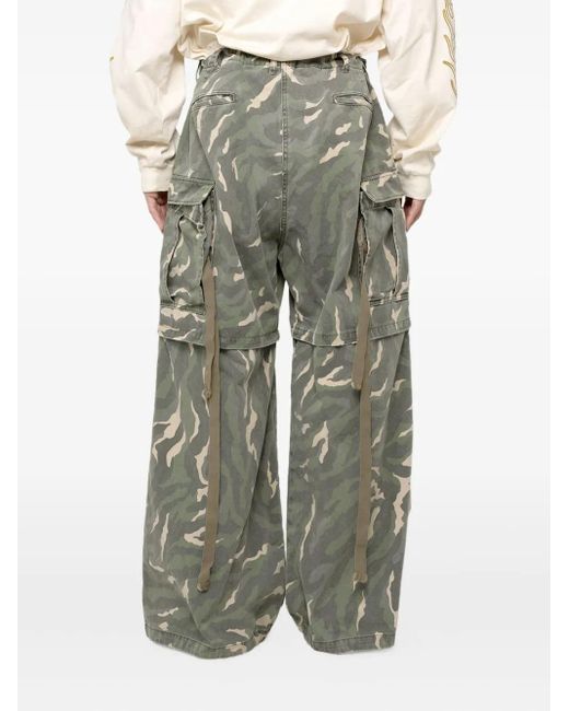 KAMIYA Gray Camouflage Cargo Wide-Leg Trousers for men