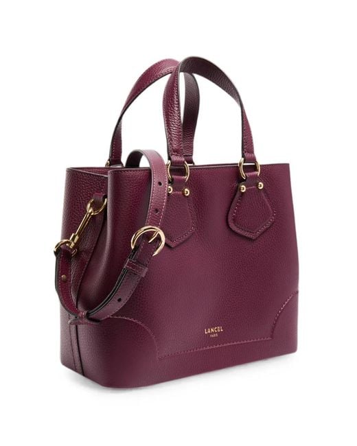Lancel Purple Small Neo Izy Grained-Leather Tote Bag