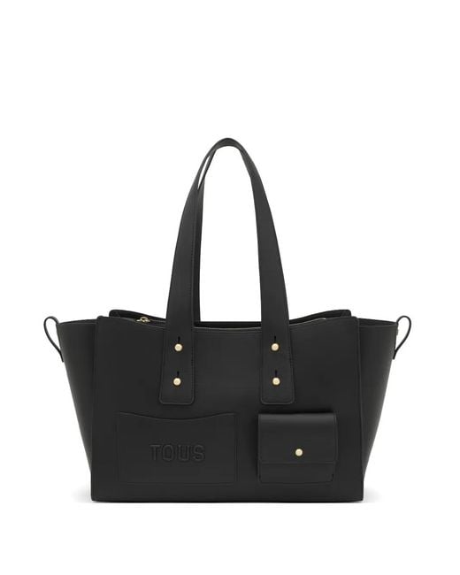 Tous Black Large City Front-Pocket Tote Bag