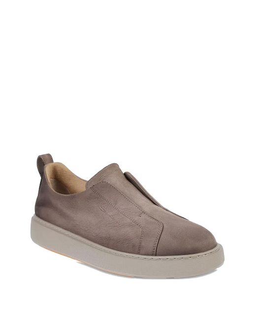 Santoni Brown Slip-On Suede Boots for men