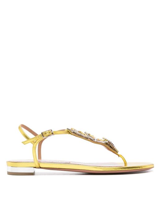 Aquazzura Gin Tonic Metallic Sandals in Natural Lyst UK