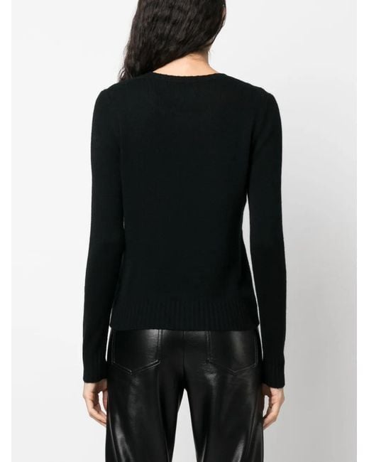 Jersey de cachemira de punto fino Allude de color Black