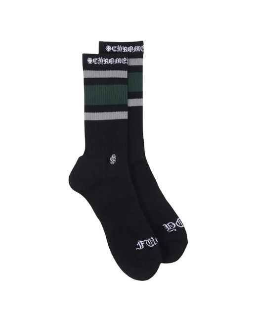 Chrome Hearts Blue Striped Logo-Print Socks for men