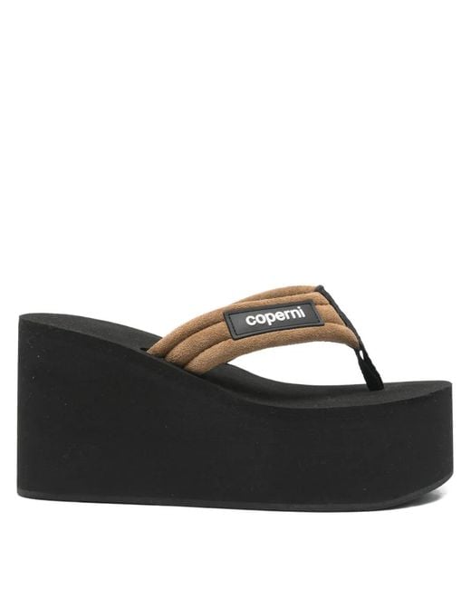 Coperni Black Platform Logo-Plaque Heeled Sandals