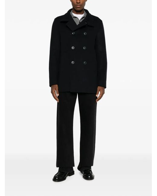Herno Black Double-Breasted Coat for men