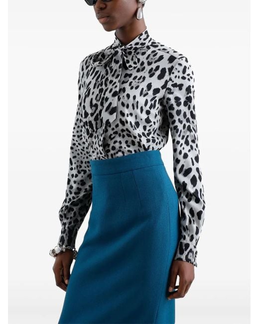 Dolce & Gabbana Black Animal Print Blouse