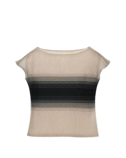 GRACE LING Gray Gradient-Effect Pleated Top