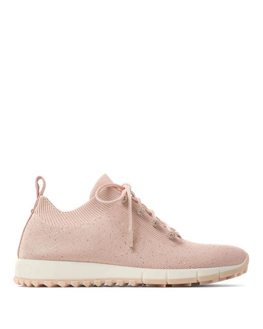 Jimmy Choo Pink Veles Knitted Glitter Sneakers