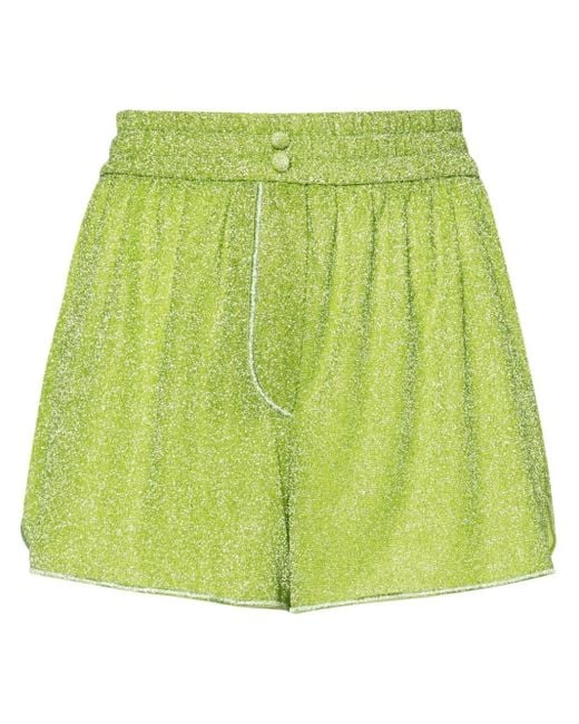 Oseree Green Lumière Lurex-Shorts