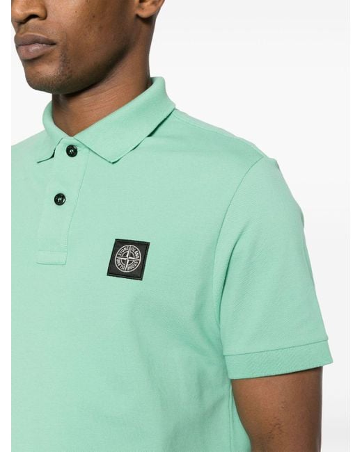 Stone Island Green Compass-motif Polo Shirt for men