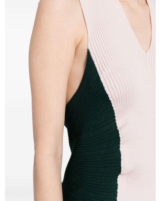 Issey Miyake Pink Asymmetric ribbed-knit top