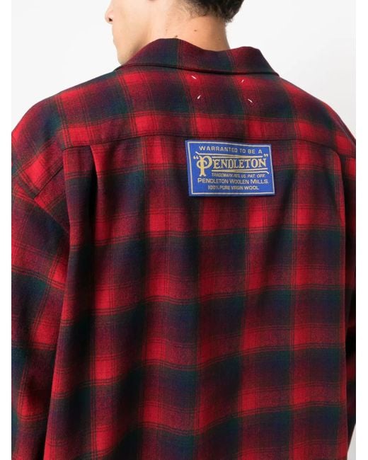 Maison Margiela Red X Pendleton Checked Wool Shirt for men