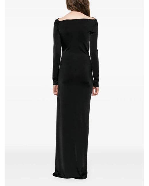 Victoria Beckham Black Floor-Length Dress With Off-The-Shoulder Neckline