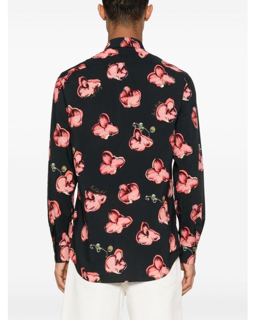 Paul Smith Black Floral-print Shirt for men