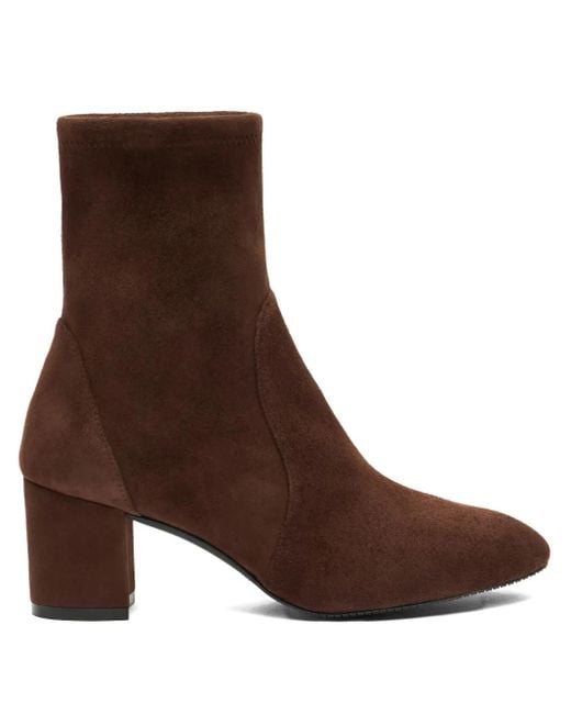 Stuart Weitzman Brown 'Yuliana' Ankle Boots With Medium Block Heel