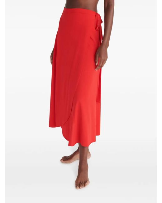 Eres Red Julieta Draped Midi Skirt