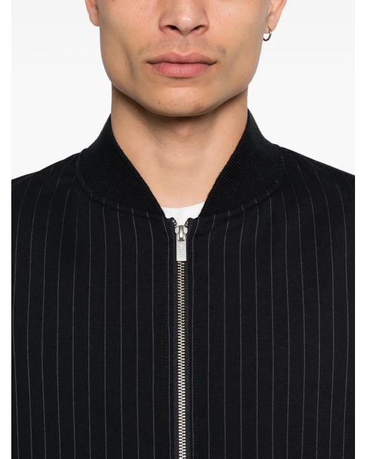 Barena Black Veste Bomber Zippée À Fines Rayures for men