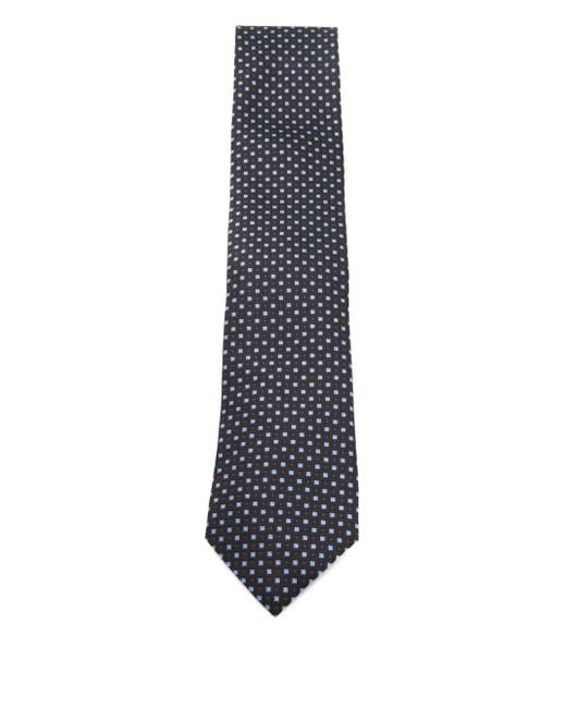 メンズ Zegna ジオメトリックパターン ネクタイ Blue