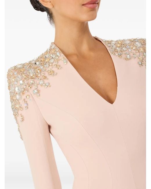 Jenny Packham Pink Nila Beaded V-Neck Maxi Dress