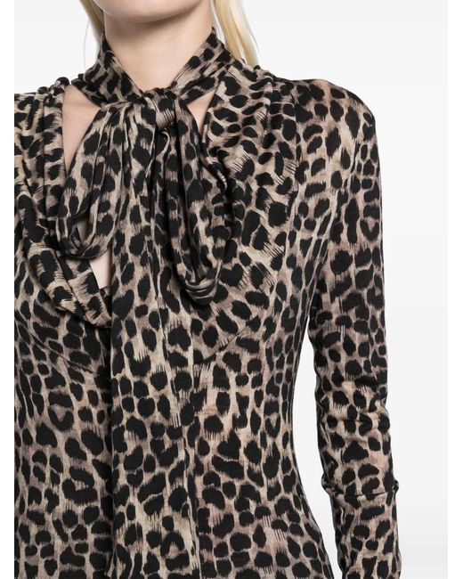 Blumarine Black Animalier-Print Blouse
