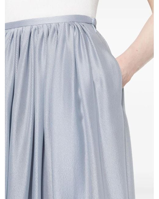 Giorgio Armani Blue Silk Maxi Skirt With Gathered Waistband