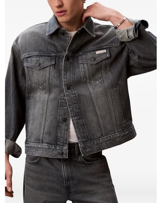 Calvin Klein Blue 90S Faded-Effect Denim Jacket for men