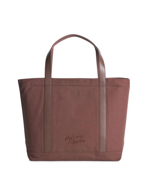 Maison Kitsuné Large Fox Head Tote Bag in Brown | Lyst