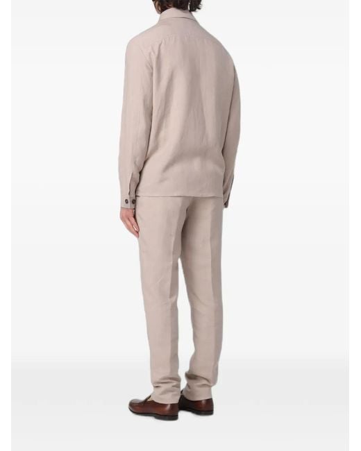 Eleventy Natural Button-Up Chest-Pocket Suit for men