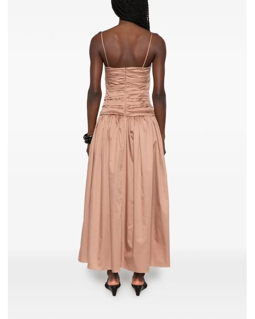 TOVE Natural Amina Ruched-Bodice Midi Dress