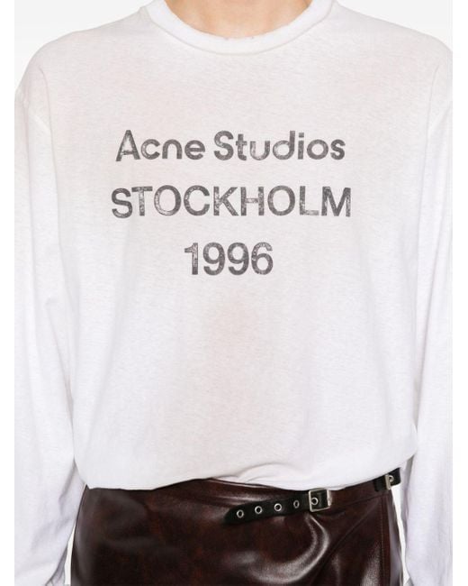 Acne T-shirt Met Logoprint in het White