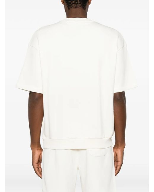 Karl Lagerfeld White Logo-Embroidered Ribbed-Trim T-Shirt for men