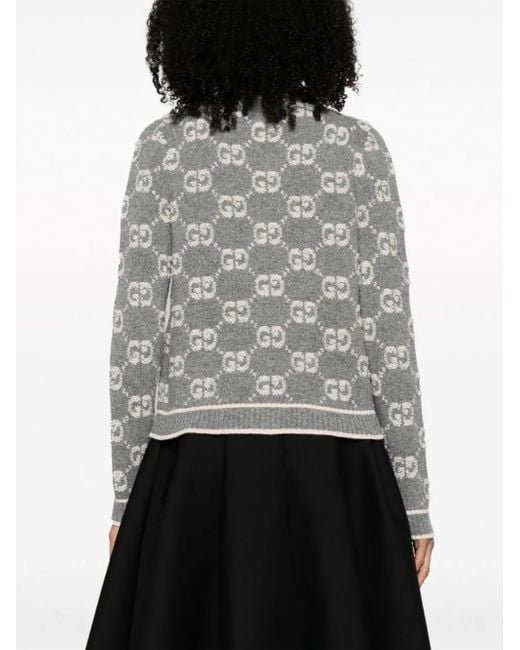 Gucci Gray Gg Wool Bouclé Jacquard Cardigan