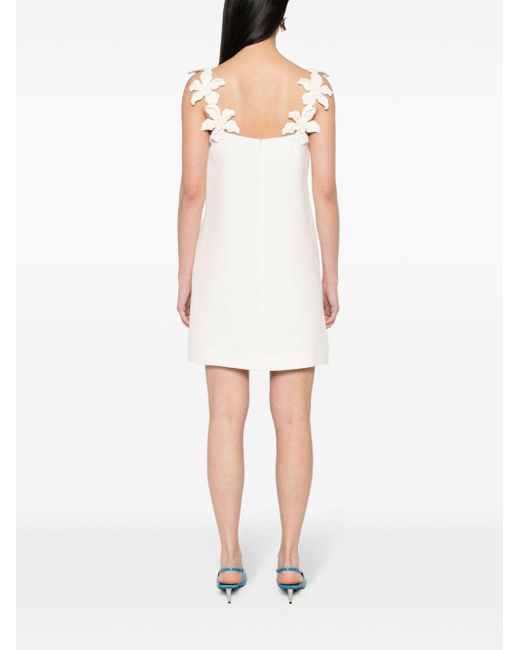 Vestido corto con apliques florales Valentino Garavani de color White