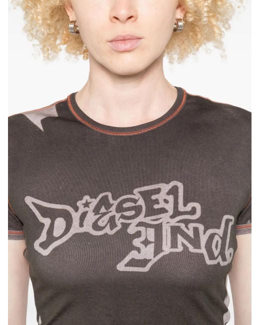 DIESEL T-Shirt Met Logoprint in het Brown